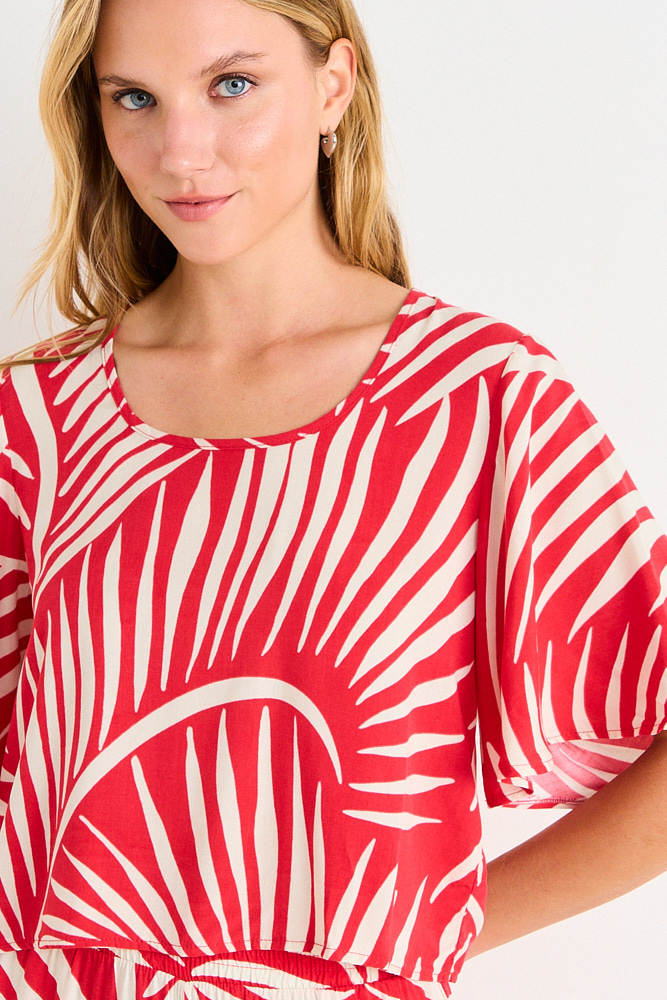 POLERA MANGA CORTA FANTASIA ROJO MUJER ASH - 2