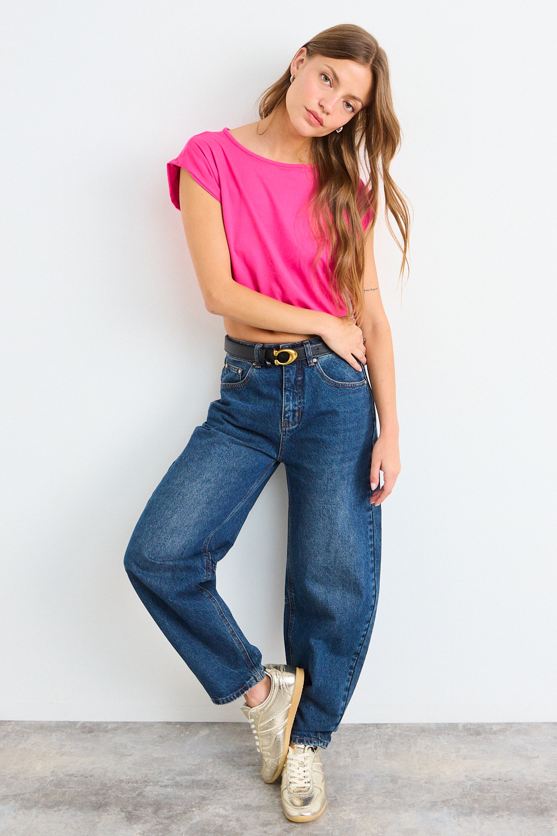 POLERA MANGA CORTA LISA ROSADA MUJER IO - 4