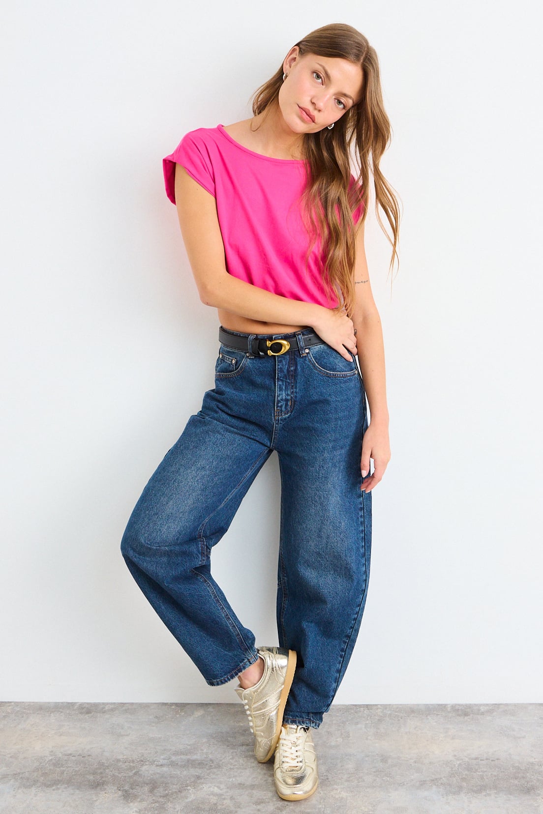 POLERA MANGA CORTA LISA ROSADA MUJER IO - 4
