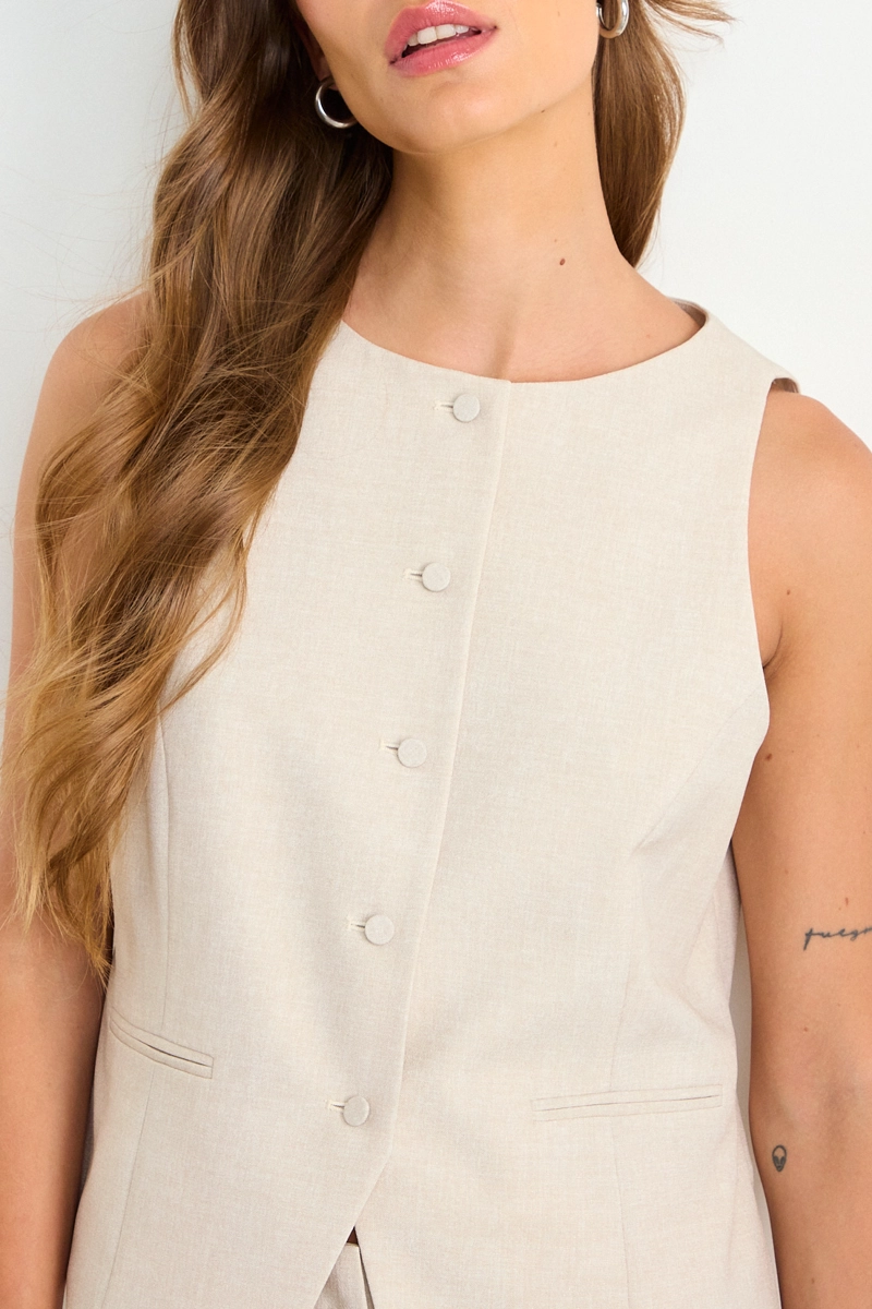GILET LISO BEIGE MUJER IO - 2
