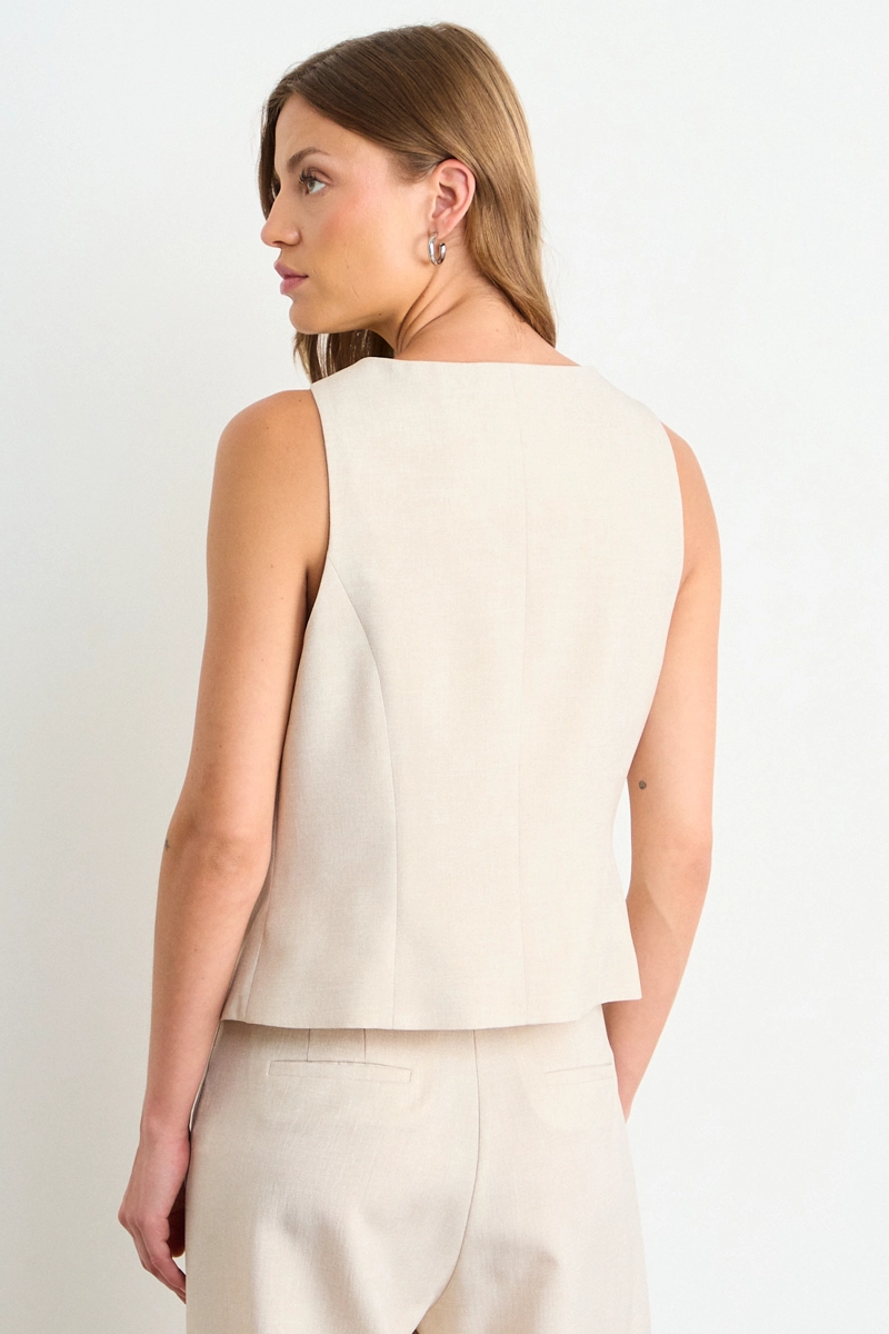GILET LISO BEIGE MUJER IO - 3
