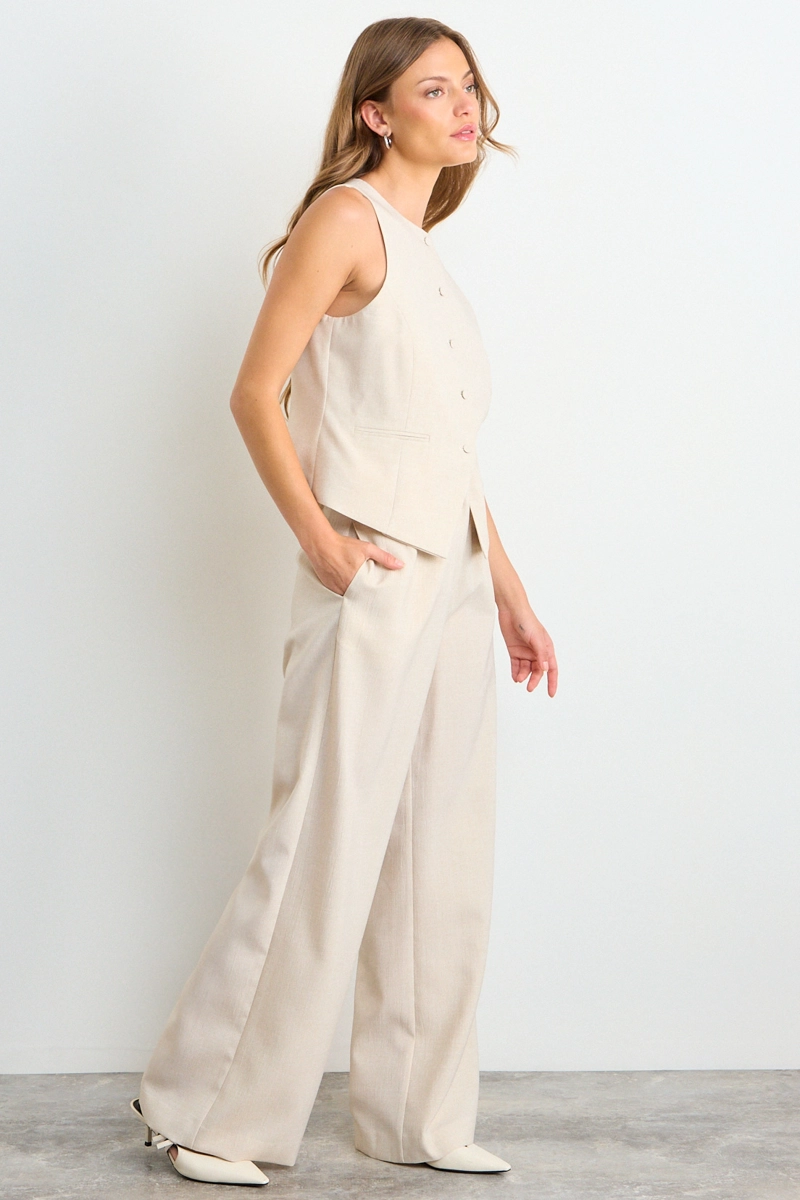 GILET LISO BEIGE MUJER IO - 4