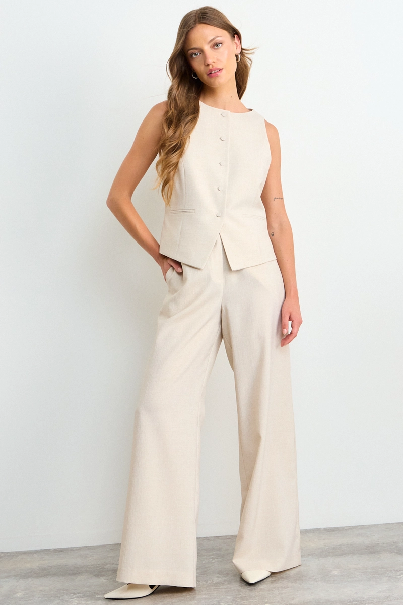 GILET LISO BEIGE MUJER IO - 5