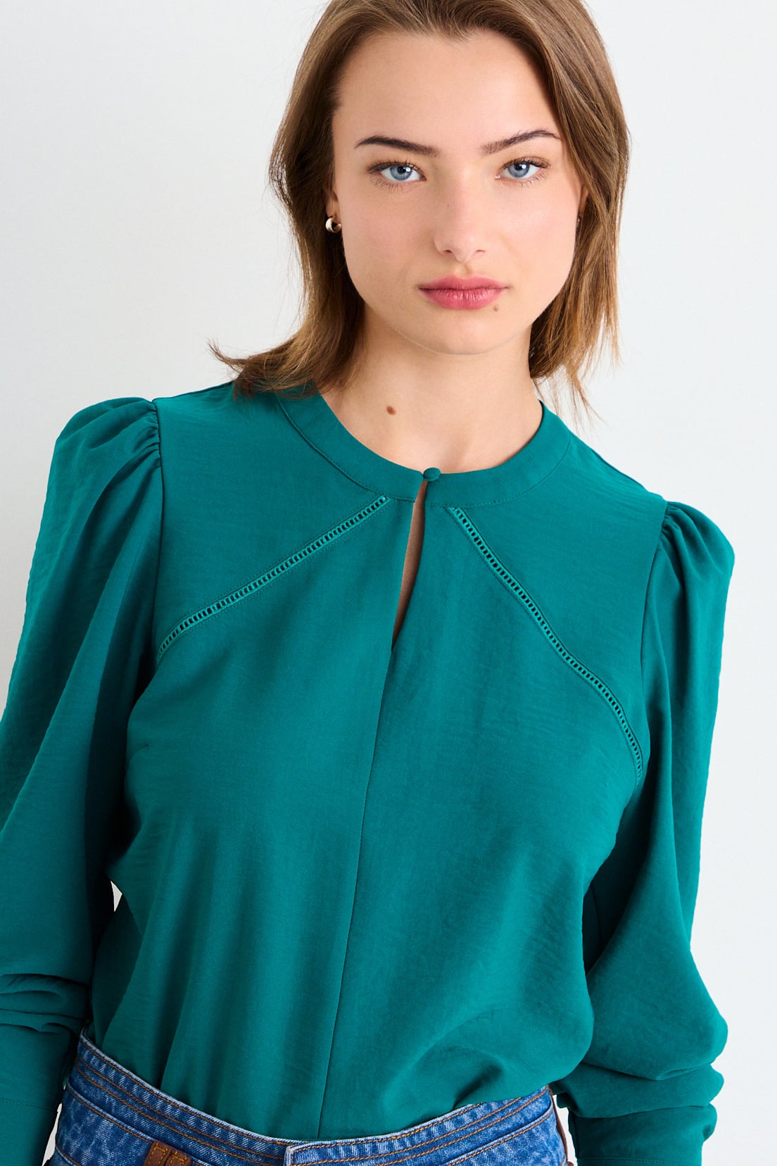 BLUSA LISA VERDE PETROLEO MUJER IO - 2