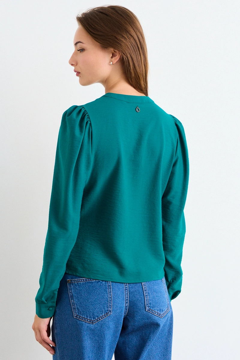 BLUSA LISA VERDE PETROLEO MUJER IO - 3