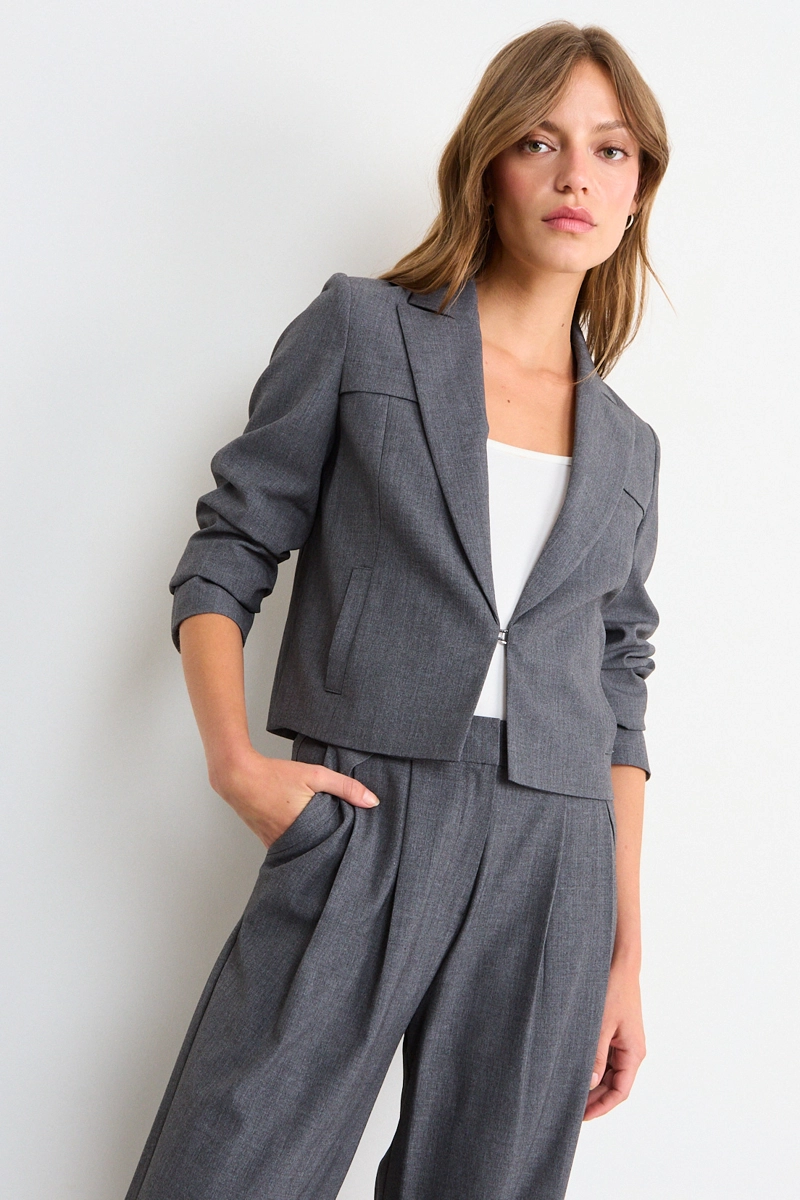 BLAZER LISO GRIS MUJER IO - 1