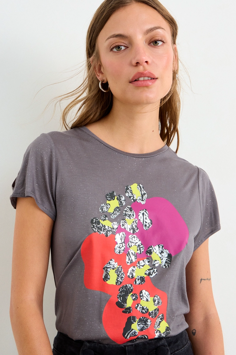 POLERA ESTAMPADA GRIS MUJER IO - 1