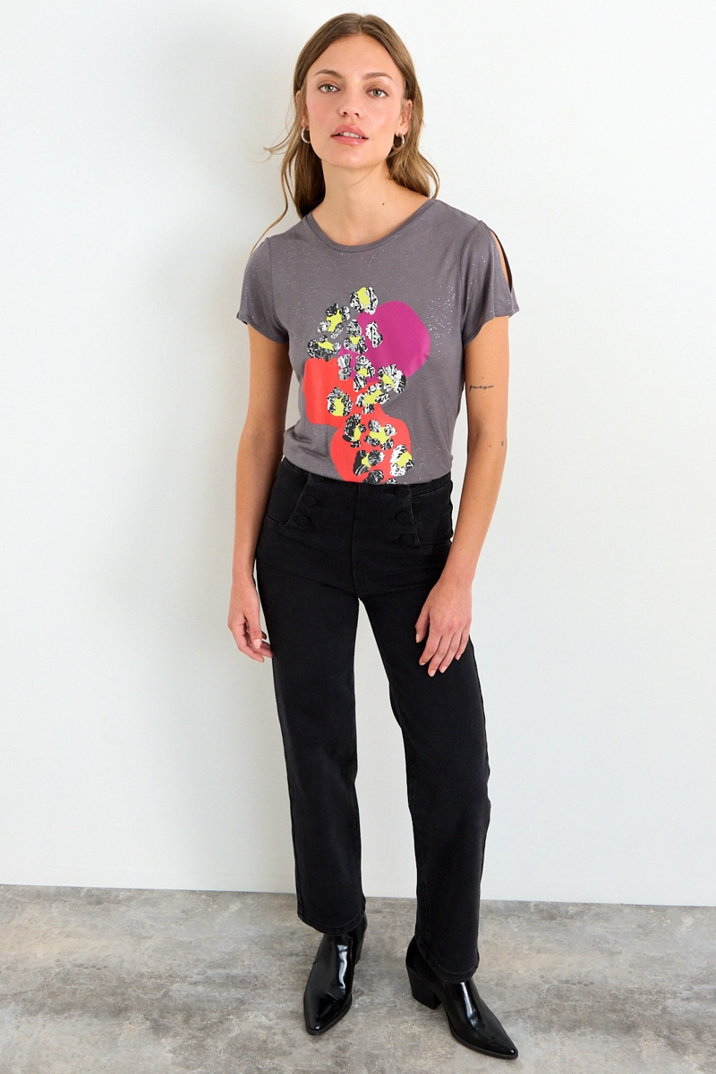 POLERA ESTAMPADA GRIS MUJER IO - 4
