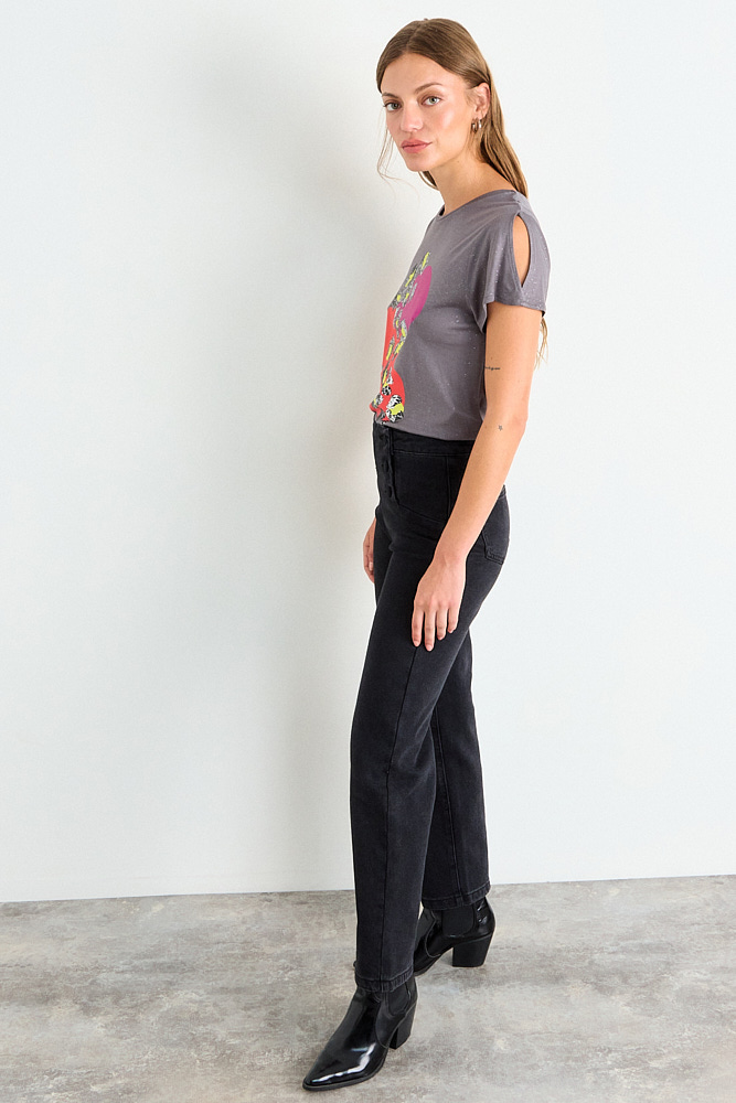 POLERA ESTAMPADA GRIS MUJER IO - 5