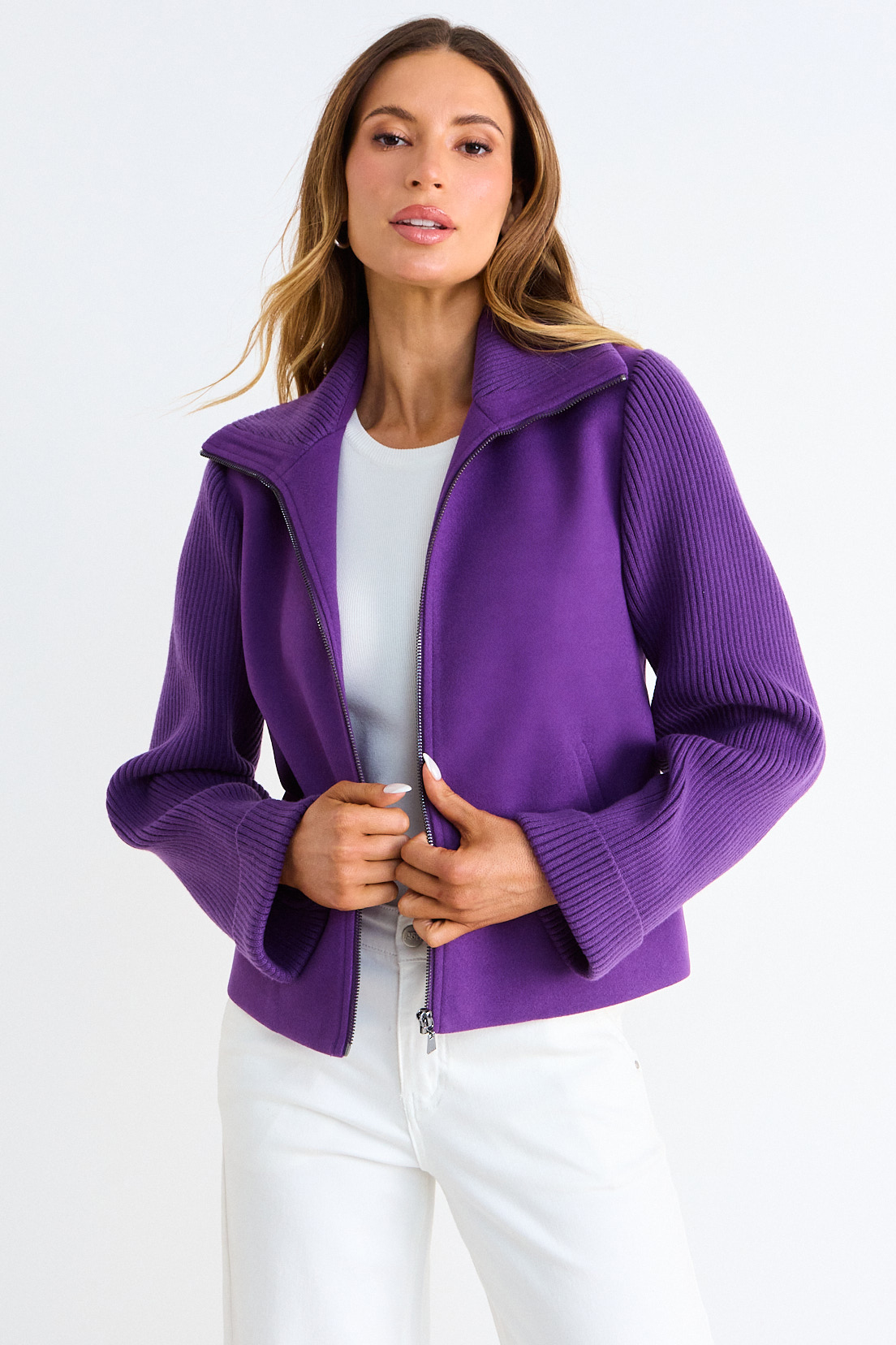 CASACA LISA CON CIERRE MORADO MUJER ASH - 1