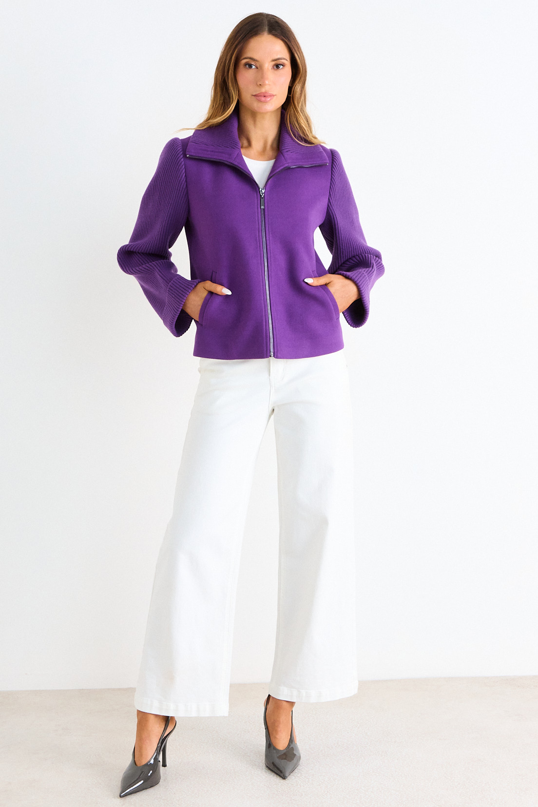 CASACA LISA CON CIERRE MORADO MUJER ASH - 4