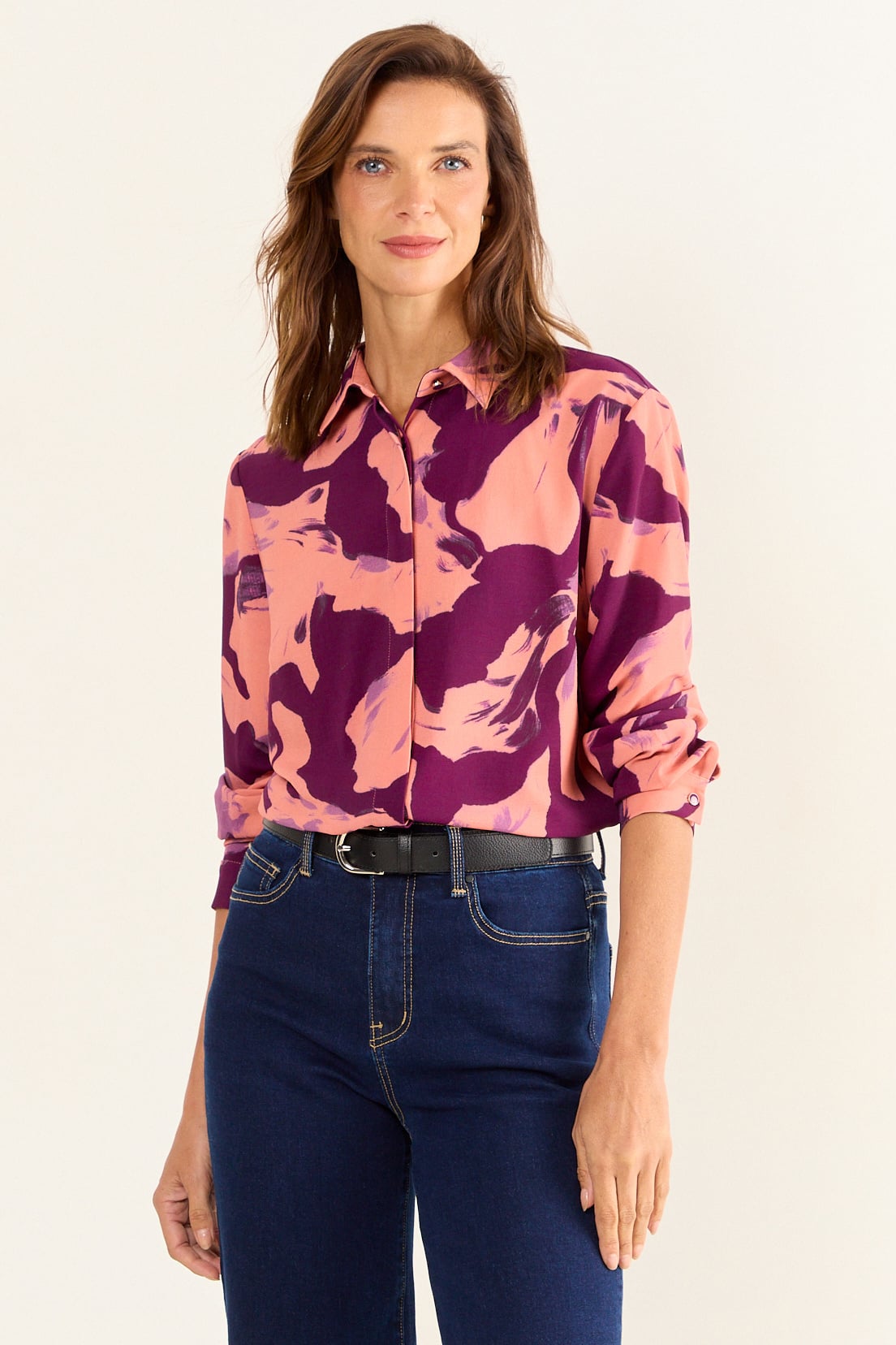 BLUSA CAMISERA ESTAMPADA MORADO MUJER MAGRIFFE - 2