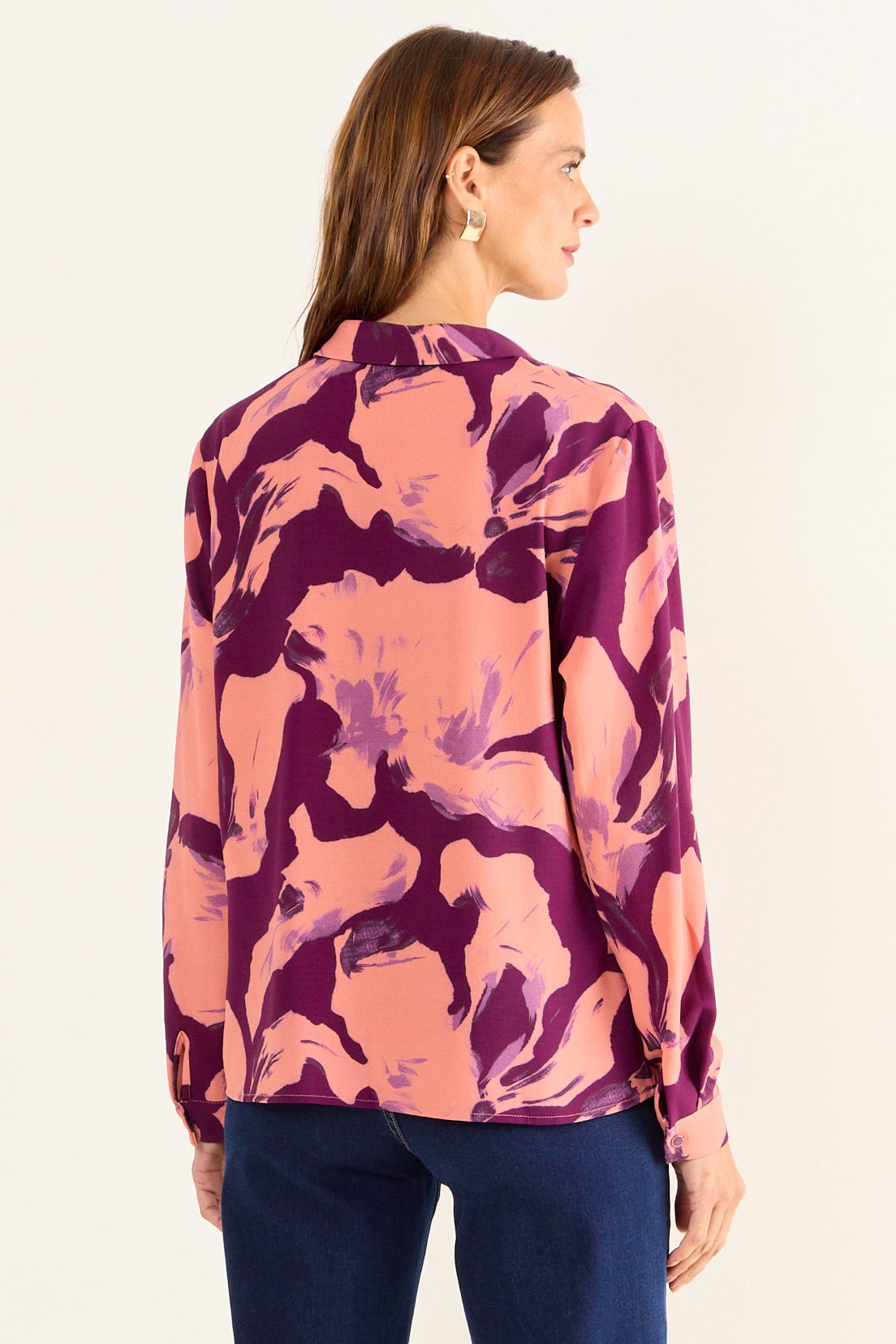 BLUSA CAMISERA ESTAMPADA MORADO MUJER MAGRIFFE - 3