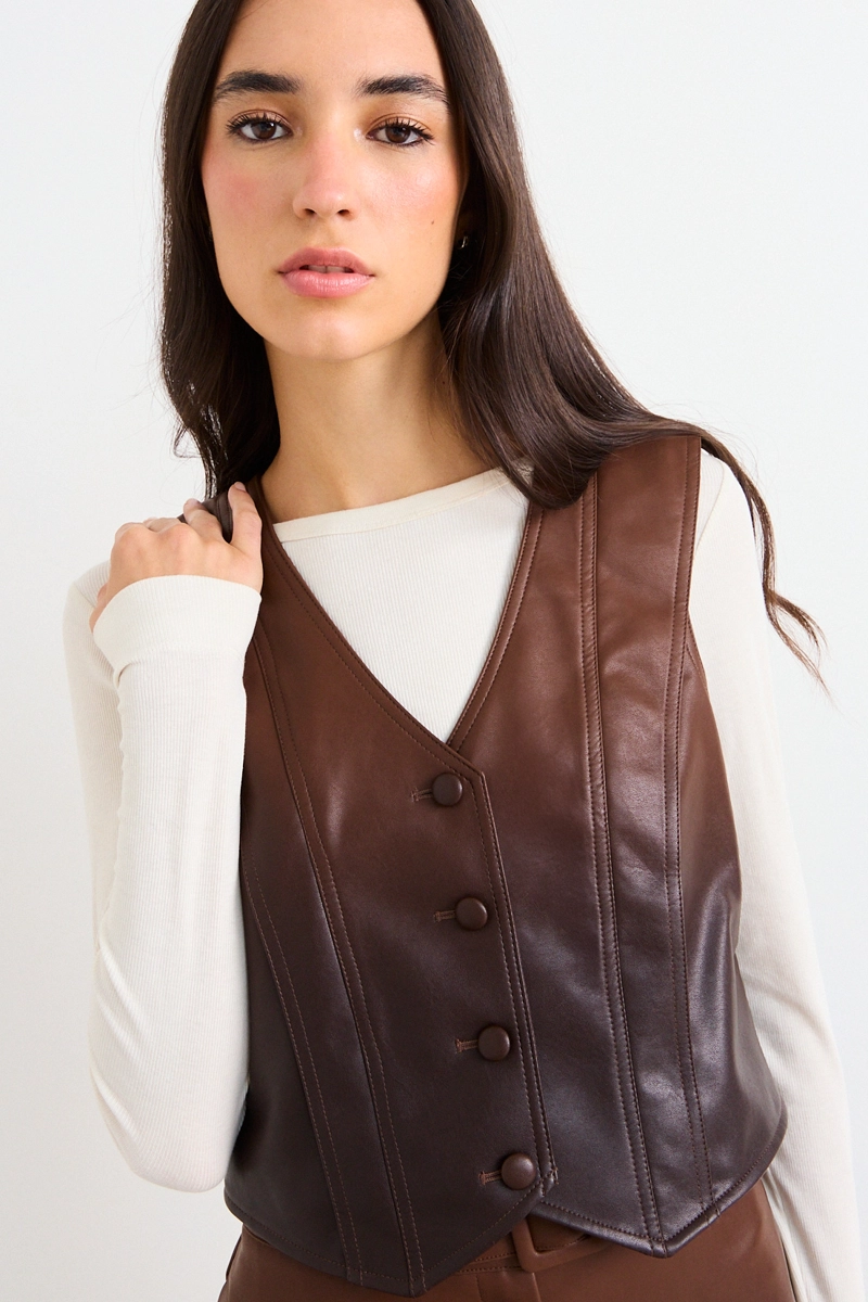GILET LISO CAFE  MUJER IO - 1