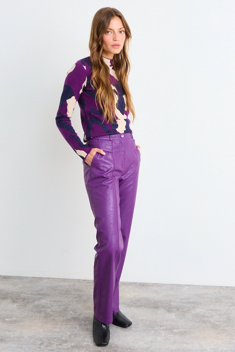 PANTALON LISO MORADO MUJER IO - 5