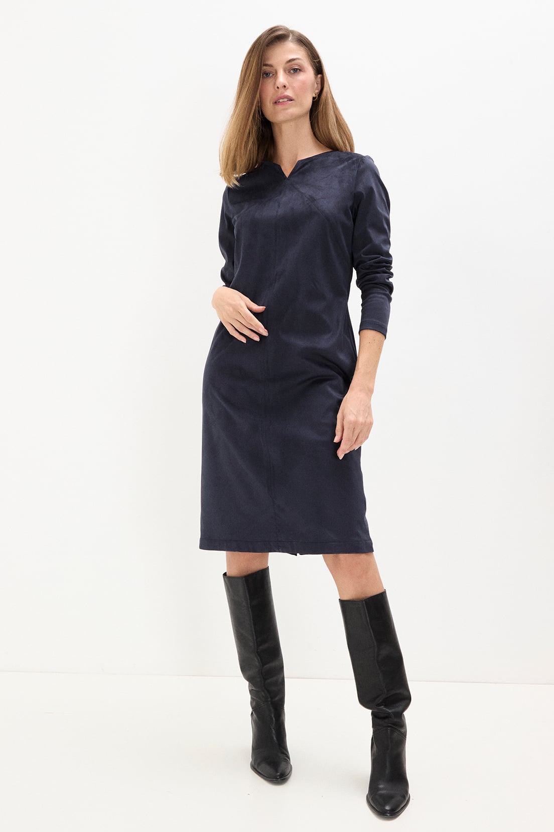 VESTIDO SUEDE AZUL MUJER MAGRIFFE - 1