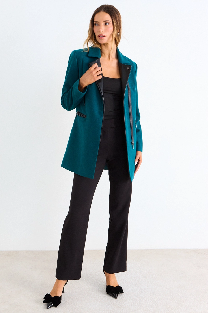 CHAQUETON LISO CON CIERRE VERDE MUJER ASH - 4