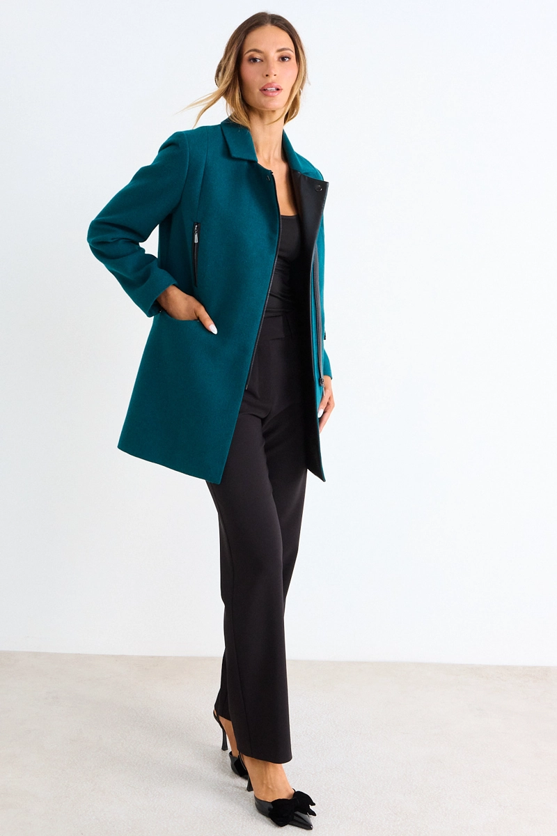 CHAQUETON LISO CON CIERRE VERDE MUJER ASH - 5