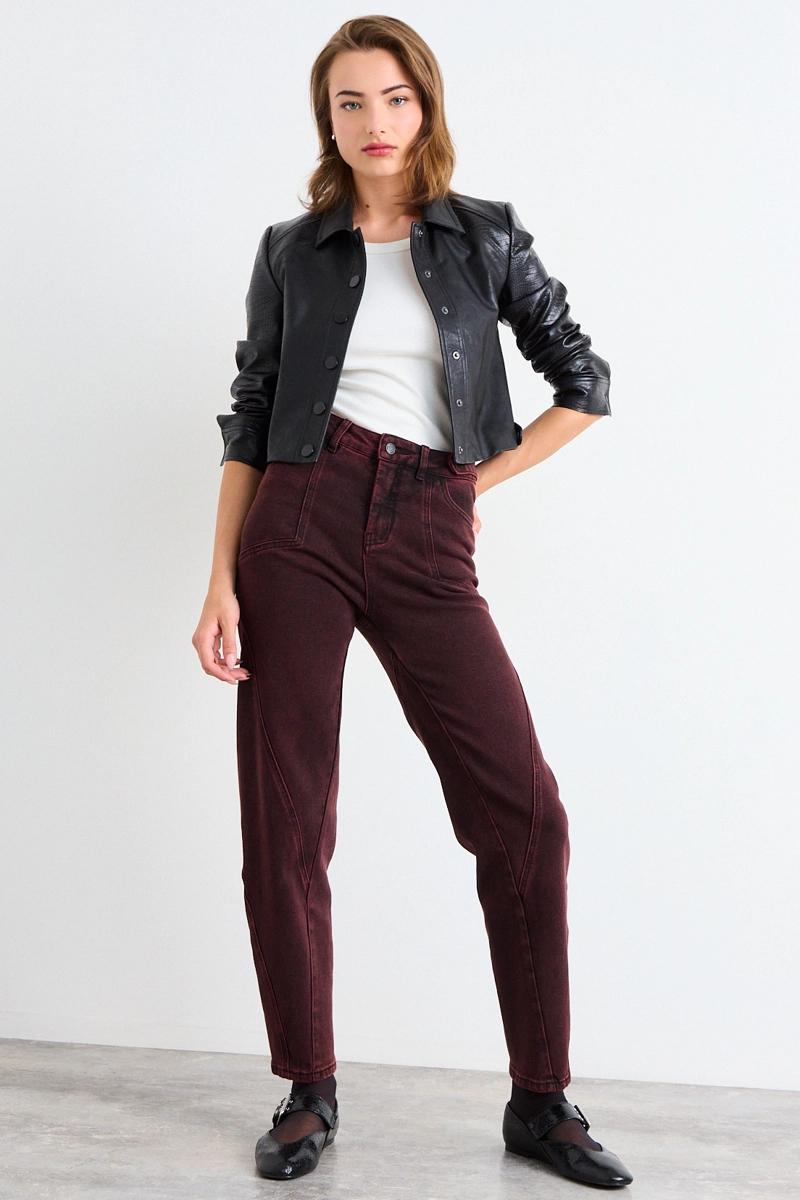 JEANS LISO BURDEOS MUJER IO - 1