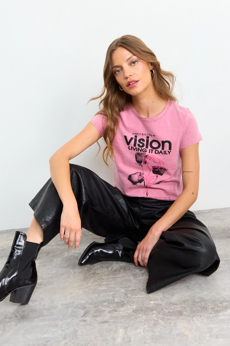 POLERA ESTAMPADA ROSA MUJER IO - 4
