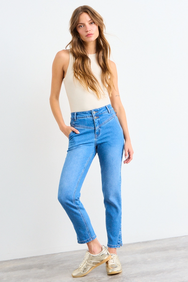 JEANS LISO CELESTE MUJER IO - 1