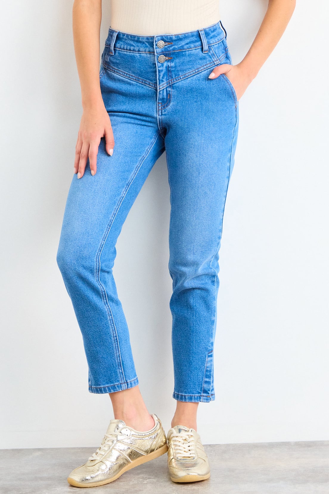 JEANS LISO CELESTE MUJER IO - 3