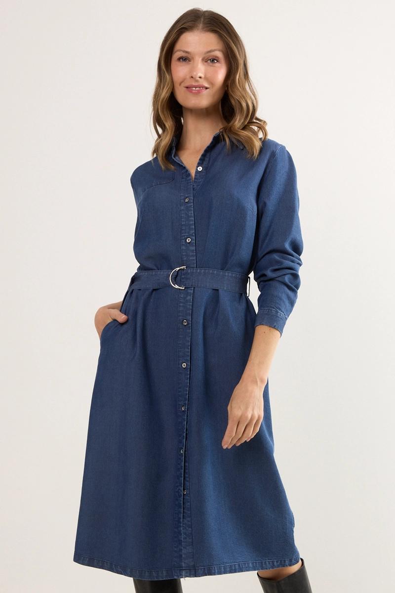 VESTIDO LISO AZUL MUJER MAGRIFFE - 1
