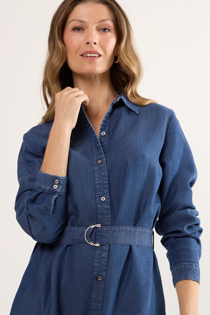 VESTIDO LISO AZUL MUJER MAGRIFFE - 2