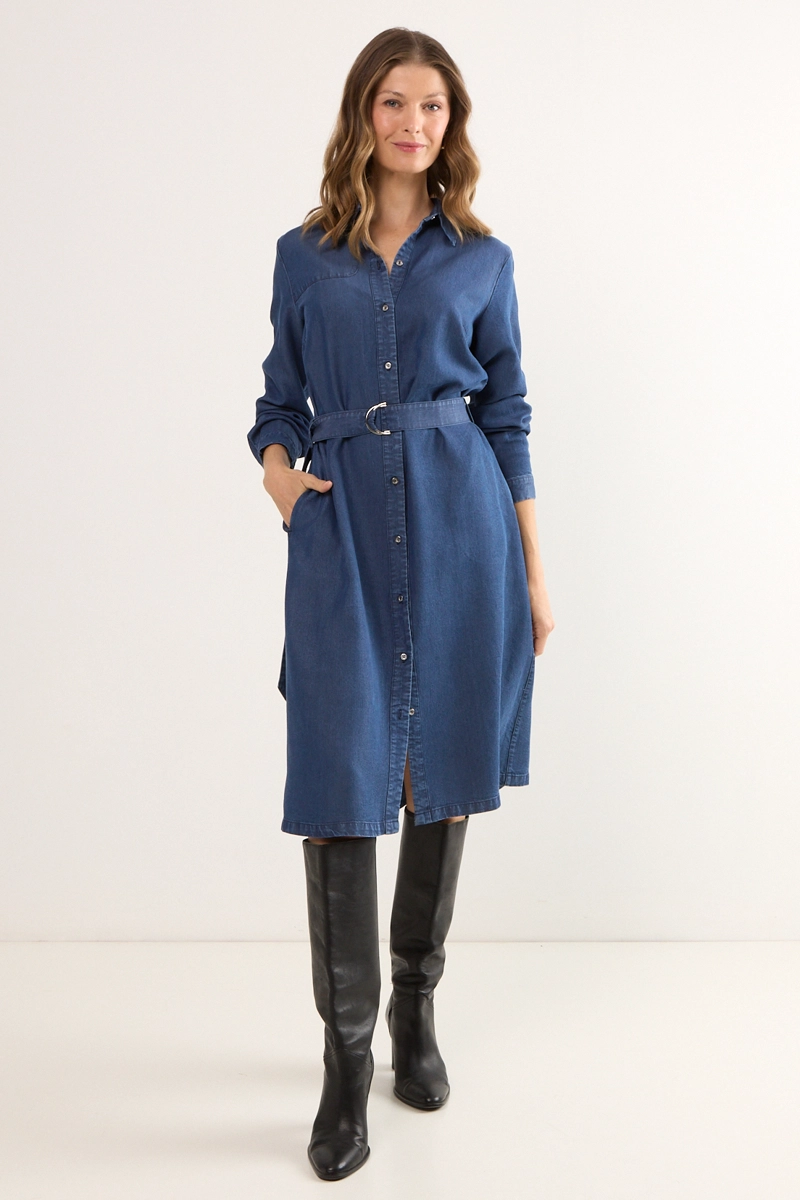 VESTIDO LISO AZUL MUJER MAGRIFFE - 3