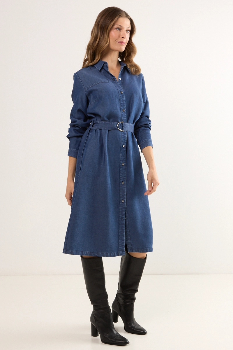 VESTIDO LISO AZUL MUJER MAGRIFFE - 4