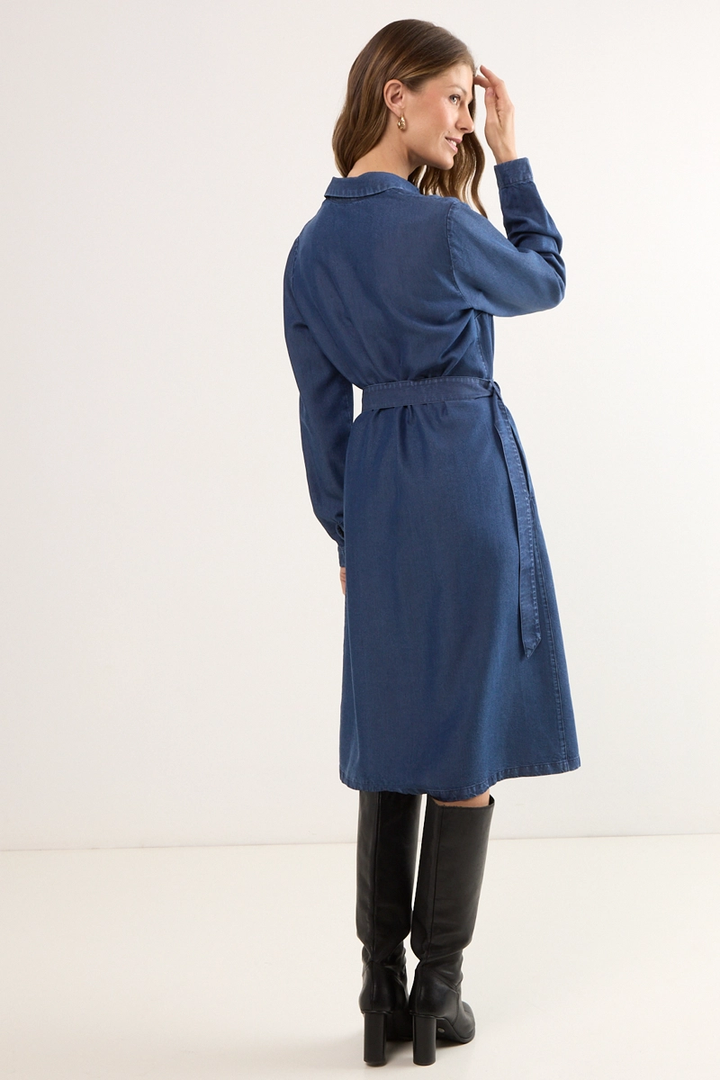 VESTIDO LISO AZUL MUJER MAGRIFFE - 5