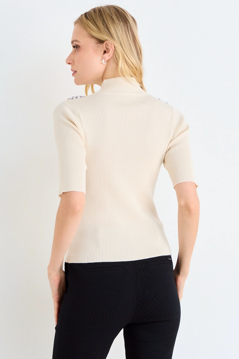 POLERA TEJIDA CRUDO MUJER ASH - 3