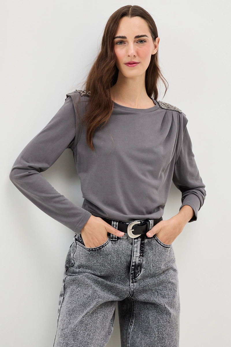 POLERA LISA GRIS MUJER IO - 1