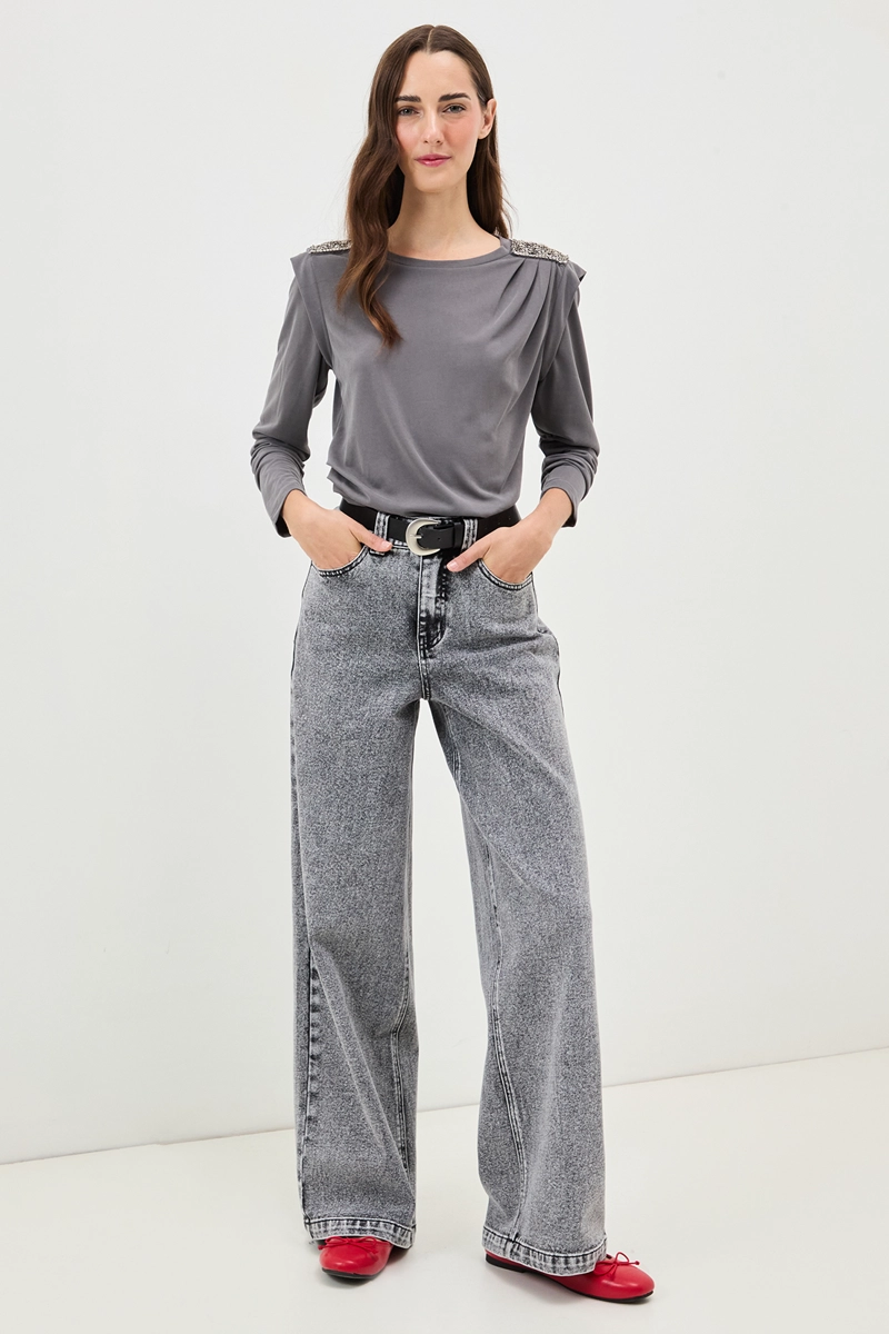 POLERA LISA GRIS MUJER IO - 5