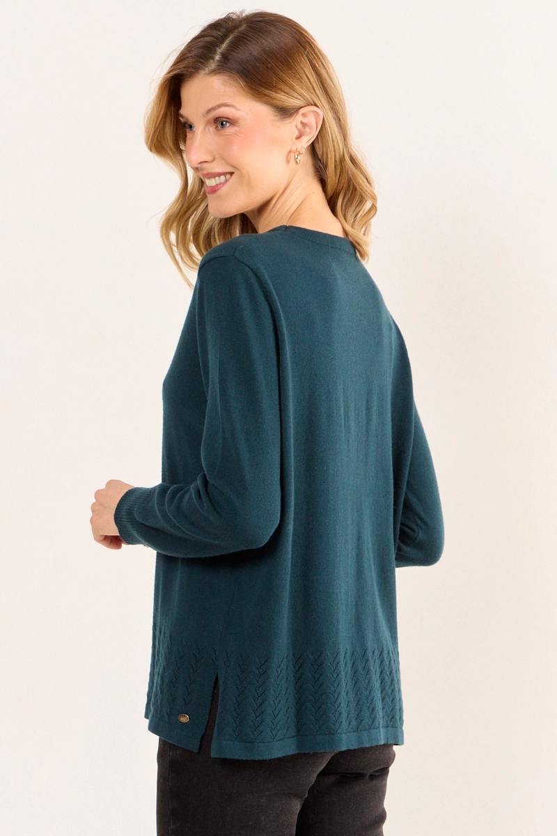 TEJIDO LANA MERINO AZUL PETROLEO MUJER MAGRIFFE - 3