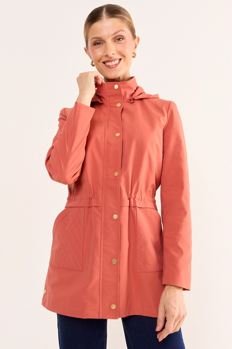 TRENCH SPORT CON GORRO TERRACOTA MUJER MAGRIFFE - 1