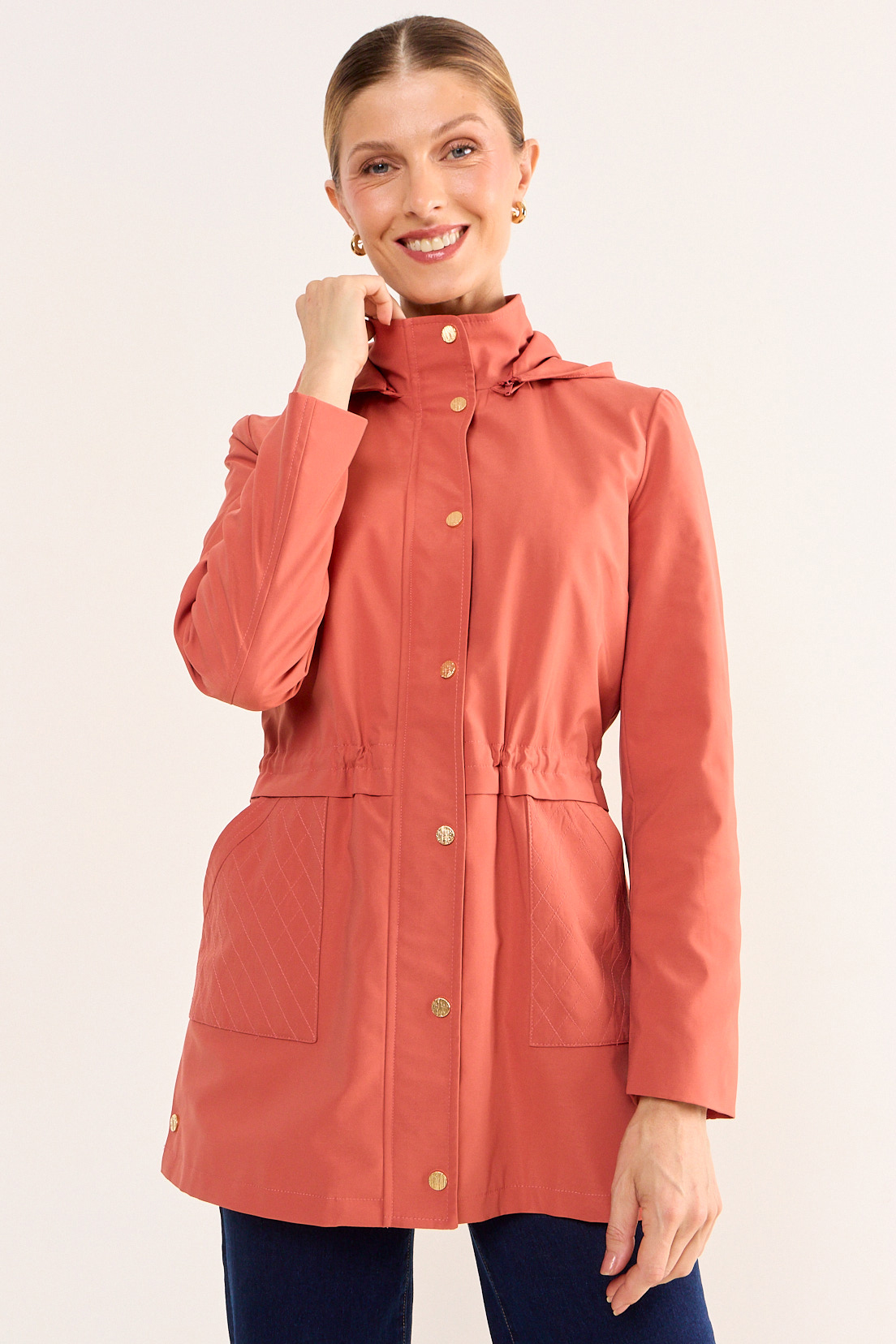 TRENCH SPORT CON GORRO TERRACOTA MUJER MAGRIFFE - 1