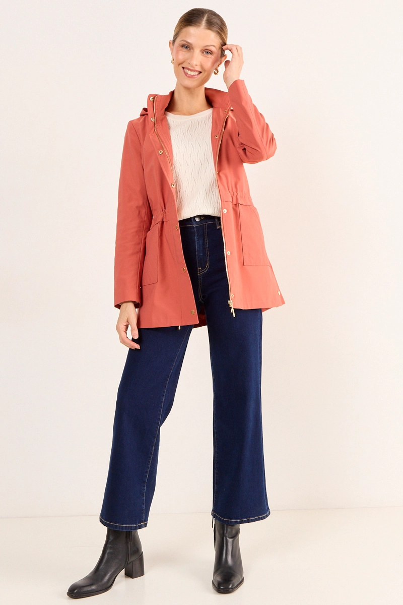 TRENCH SPORT CON GORRO TERRACOTA MUJER MAGRIFFE - 4