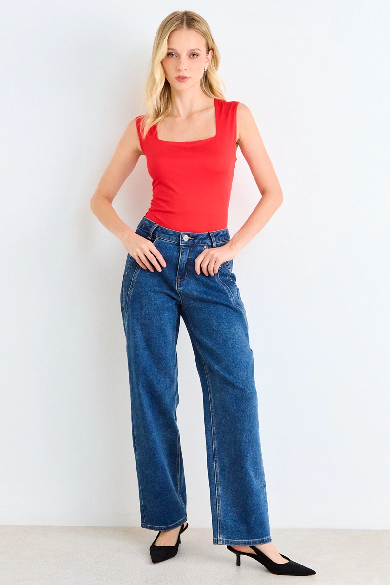 BODY LISO ESCOTE CUADRADO ROJO MUJER ASH - 4