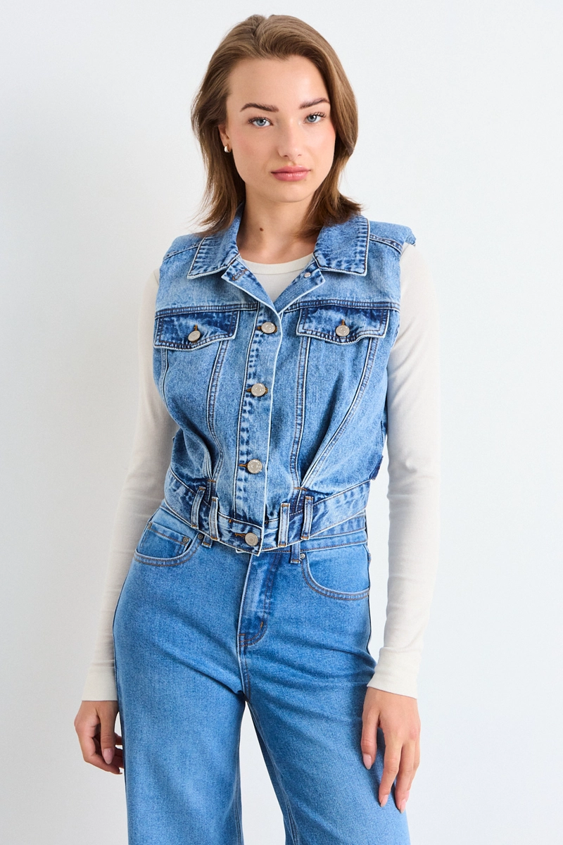 CHAQUETA MEZCLILLA AZUL MUJER IO - 1