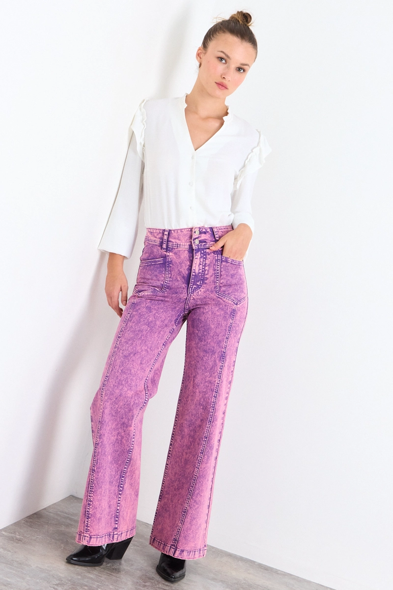 JEANS LISO MORADO MUJER IO - 1