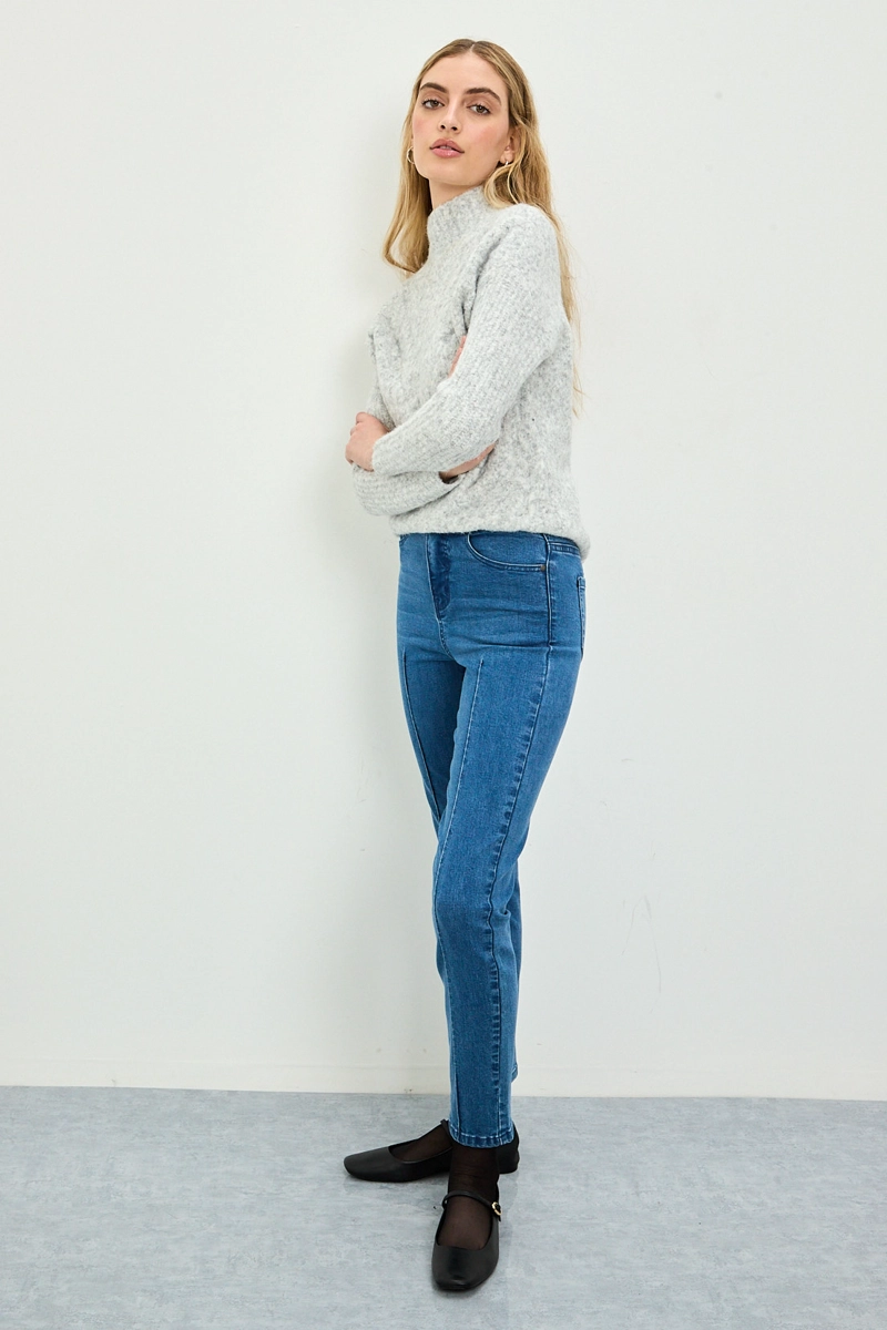 JEANS LISO CELESTE MUJER IO - 5
