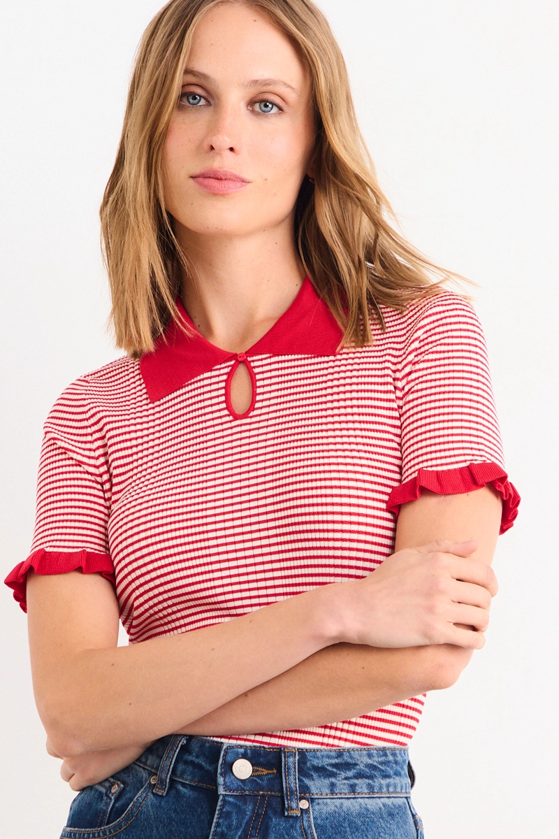 POLERA MANGA CORTA ROJO MUJER IO - 1