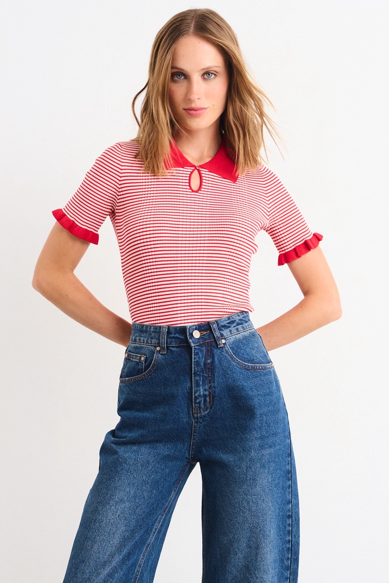 POLERA MANGA CORTA ROJO MUJER IO - 2