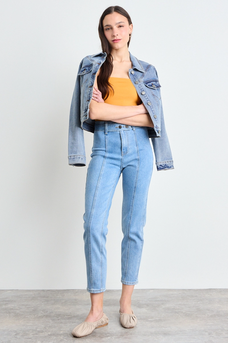 JEANS LISO CELESTE MUJER IO - 1