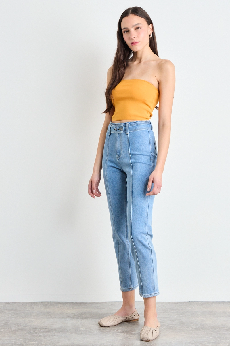 JEANS LISO CELESTE MUJER IO - 5