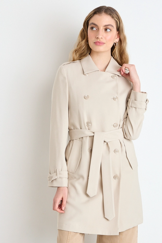 TRENCH LISO BEIGE MUJER IO - 1