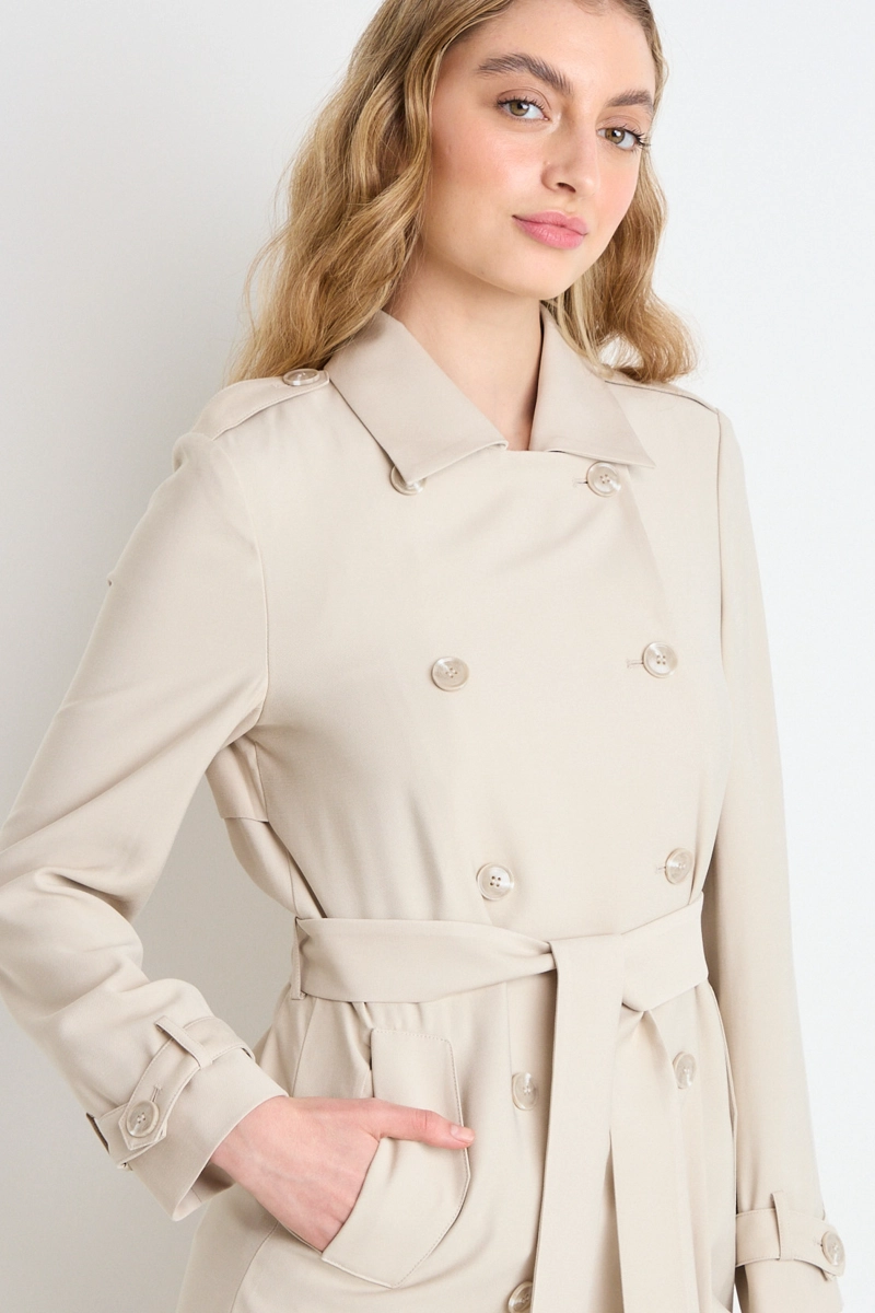 TRENCH LISO BEIGE MUJER IO - 2
