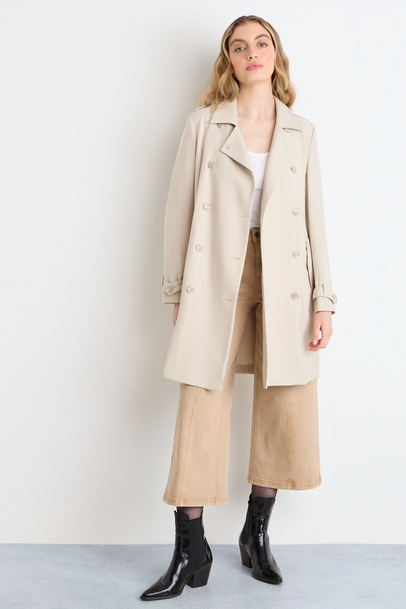 TRENCH LISO BEIGE MUJER IO - 4