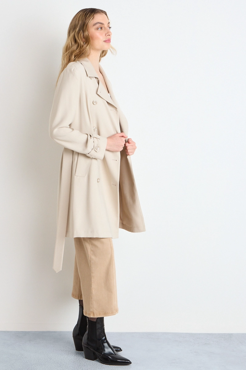 TRENCH LISO BEIGE MUJER IO - 5